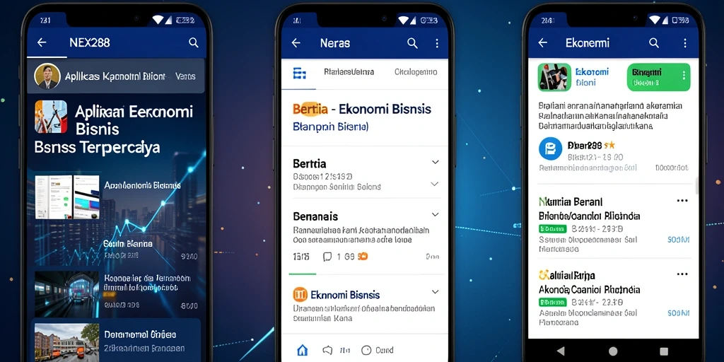 Antarmuka aplikasi NEX288 menampilkan berita ekonomi terkini yang informatif.