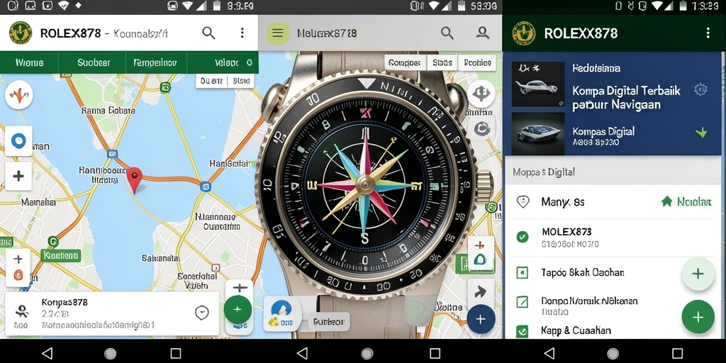 Screenshot menunjukkan antarmuka aplikasi Kompas Digital ROLEX878 yang informatif.