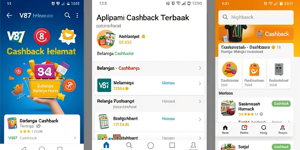 Tampilan antarmuka V87 dengan fitur cashback yang menarik dan mudah digunakan.