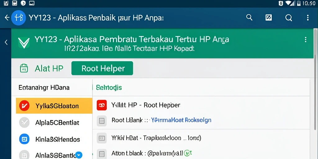 Tampilan antarmuka YY123 yang user-friendly saat proses rooting.
